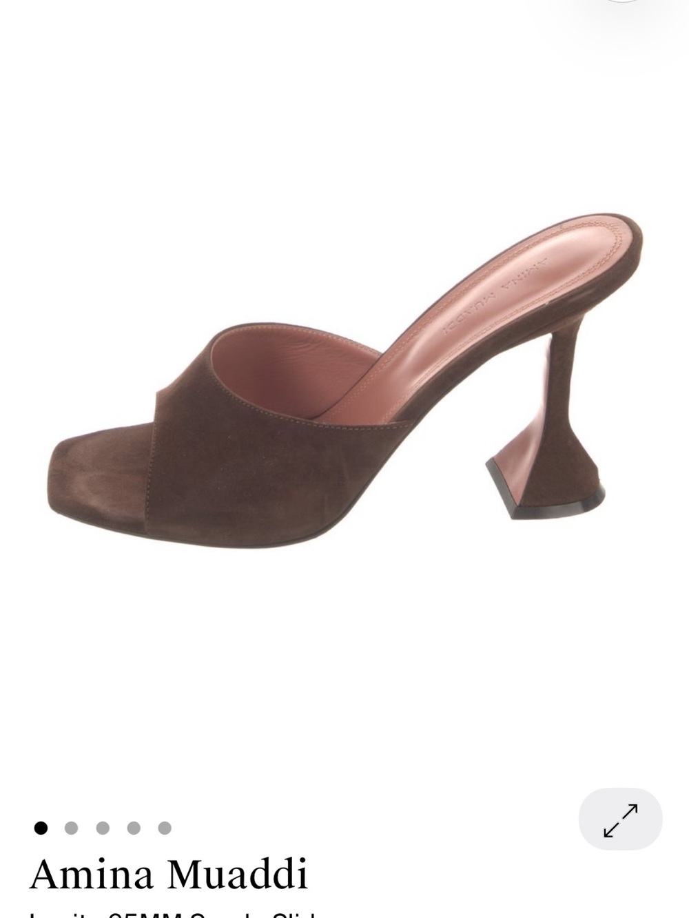 Amina Muaddi Dark Brown Suede Lupita Heels